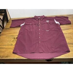 Drake Texas ATM Aggies Shirt Mens Size Medium Button Down Long Sleeve Maroon